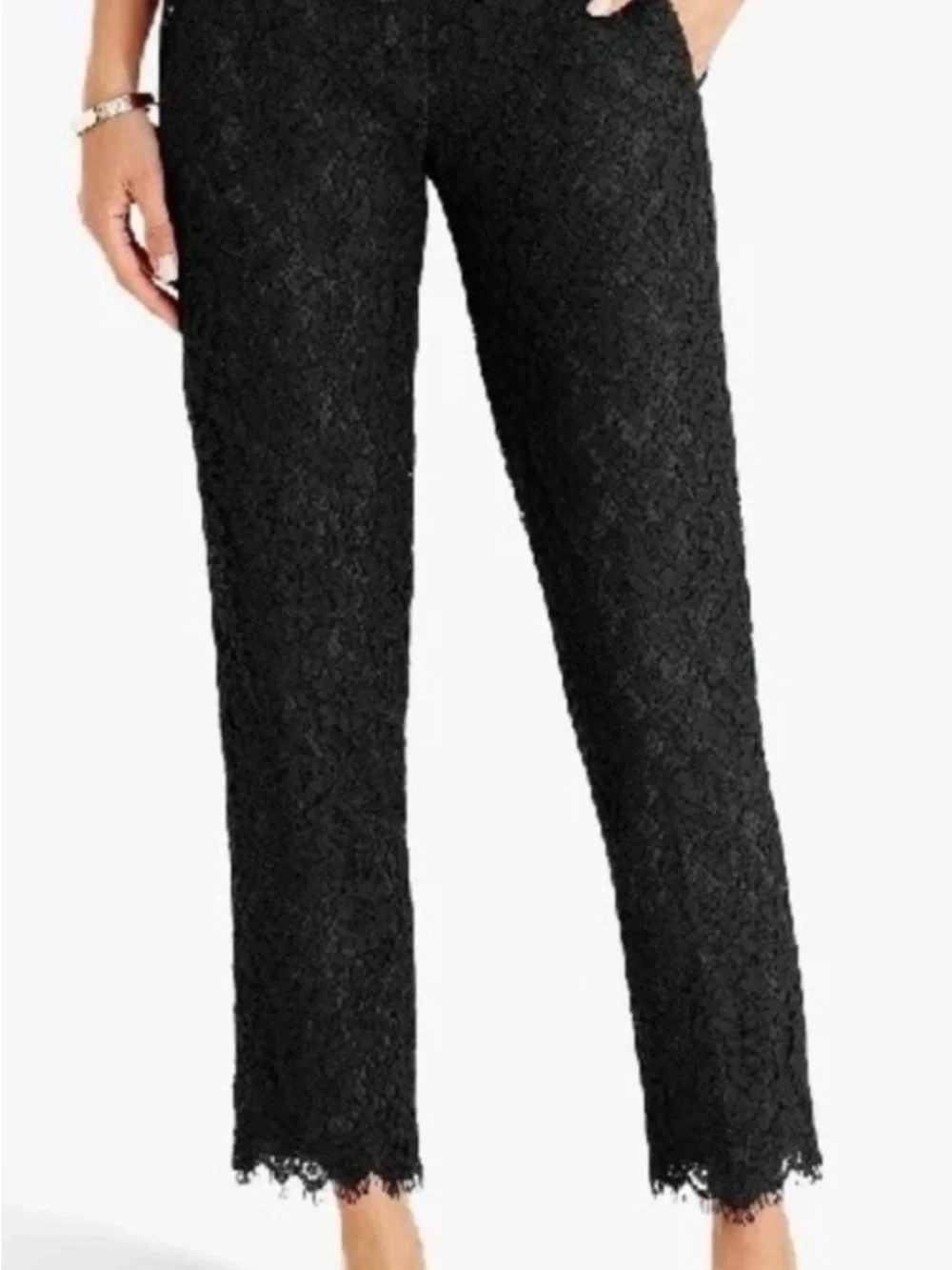 J. Crew Black Cropped Lace Ankle Pants